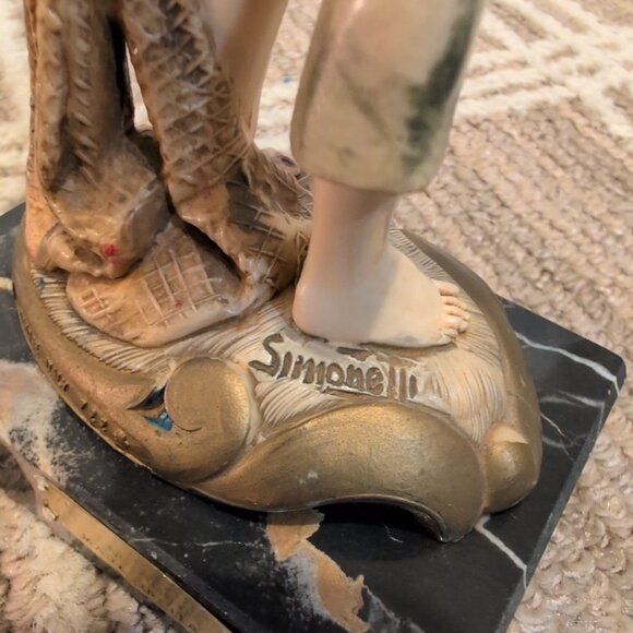 VTG Fontanini Italian Simonelli Depose Carrara Marble Fish Basket Crab Figurine - Picture 13 of 13